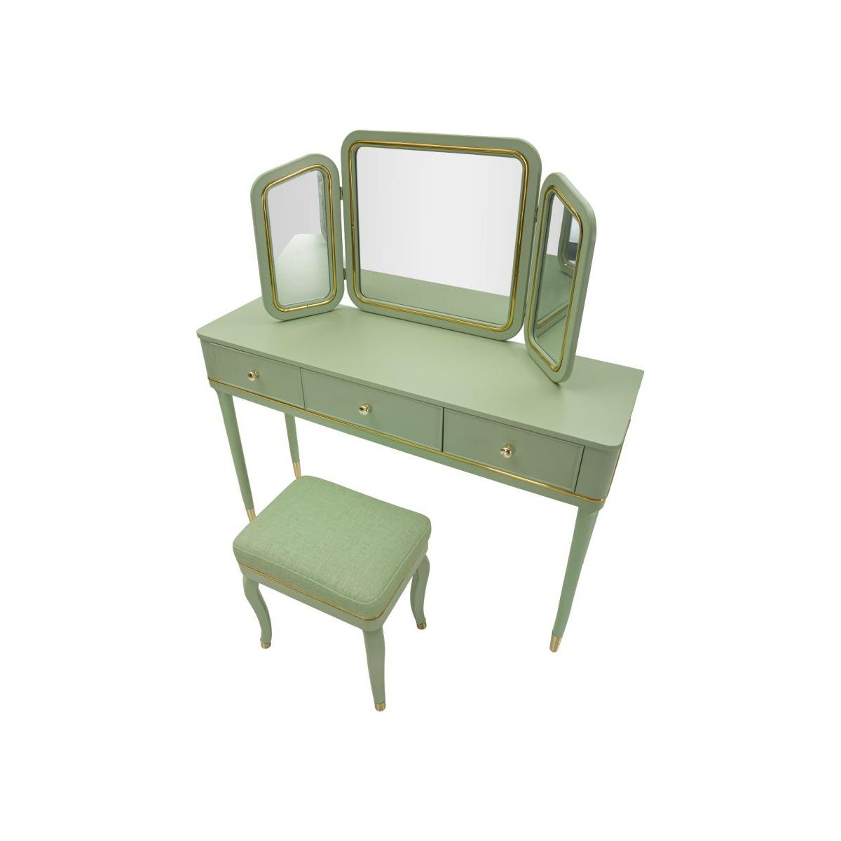 Toletta camille con specchio e sgabello verde cm 120x37x79-104x2,5x56-44x34x48