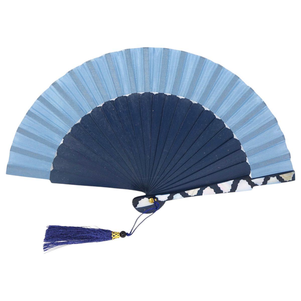 Ventaglio bicolore con dettaglio laterale e nappina d.27 cm