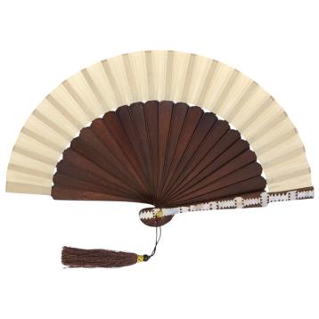 Ventaglio bicolore con decoro laterale e nappina d.27 cm