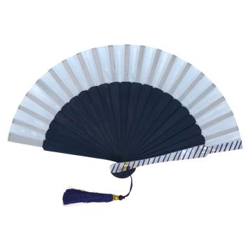 Ventaglio bicolore con dettaglio laterale e nappina d.27 cm