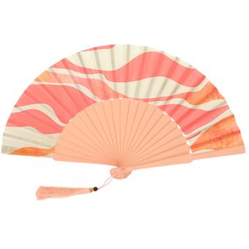 Ventaglio con stampa a onde e nappina decorativa d.34 cm