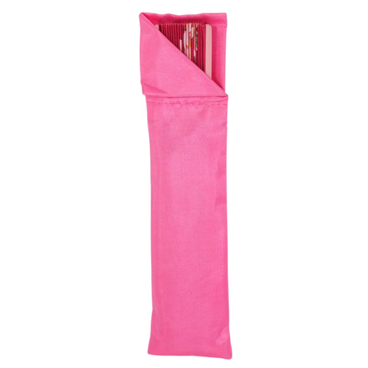 Ventaglio bicolore rosa stampa floreale e nappina decorativa d.34 cm