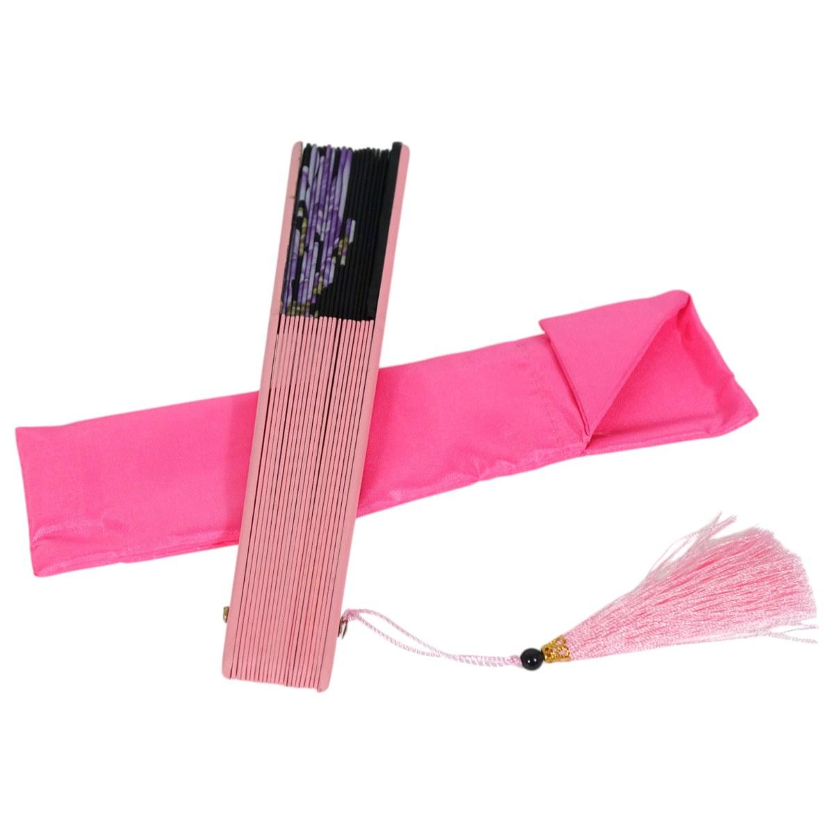 Ventaglio con stampa floreale e nappina decorativa d.37 cm