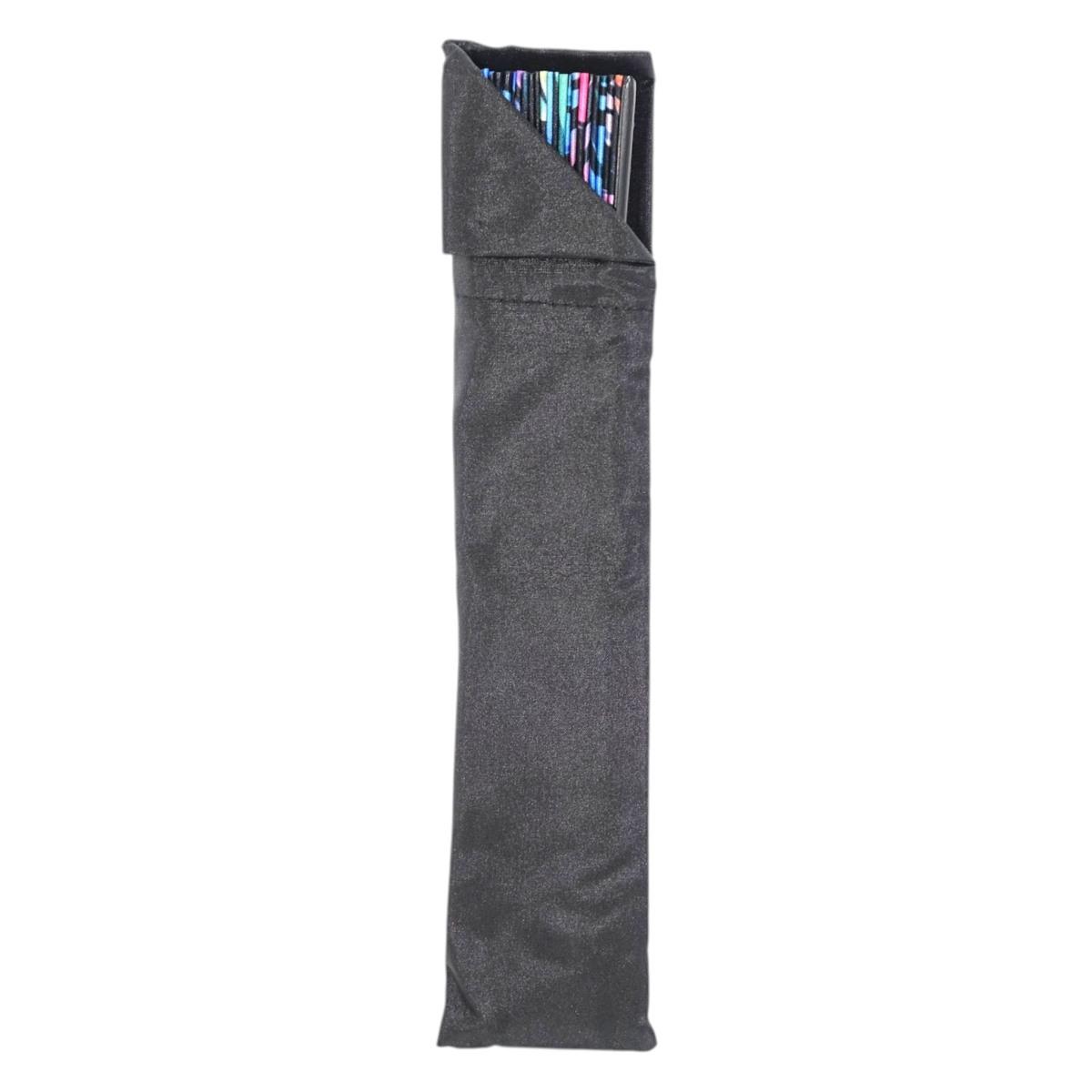 Ventaglio nero con stampa floreale colorata e nappina decorativa d.34 cm