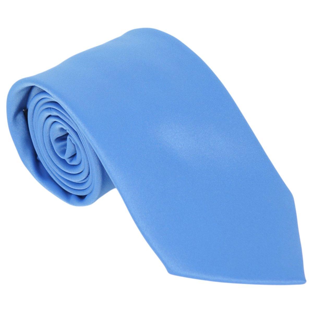 Cravatta classica uomo tinta unita liscia raso tonalità del blu
