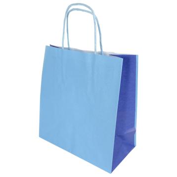 Shopper in carta h.21 x l.20 x p.10 cm bicolor azzurro