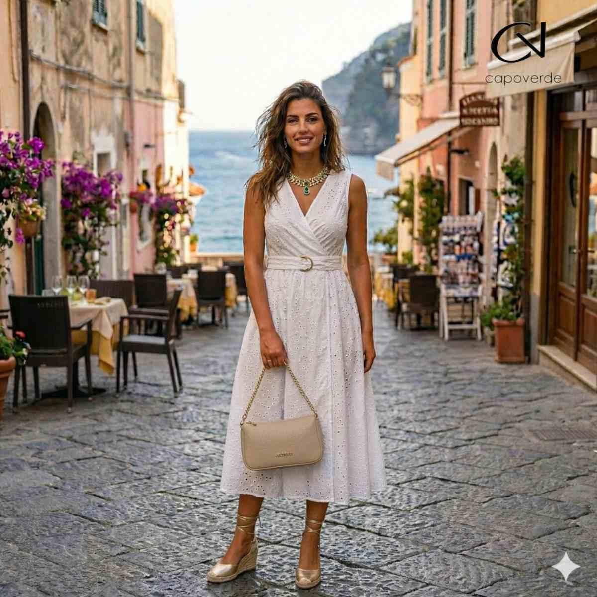 Borsa donna con tracolla in vera pelle Made in Italy Capoverde