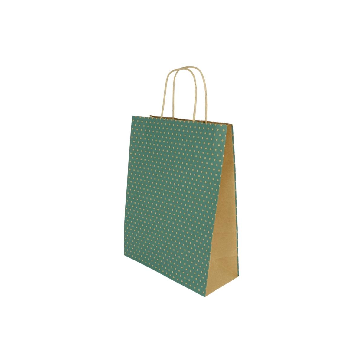 Shopper in carta colore verde a pois h.29 x l.22 x p.10 cm