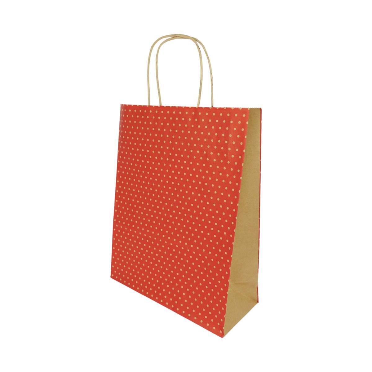 Shopper in carta h.37 x l.27 x p.12 cm colore rosso fantasia pois