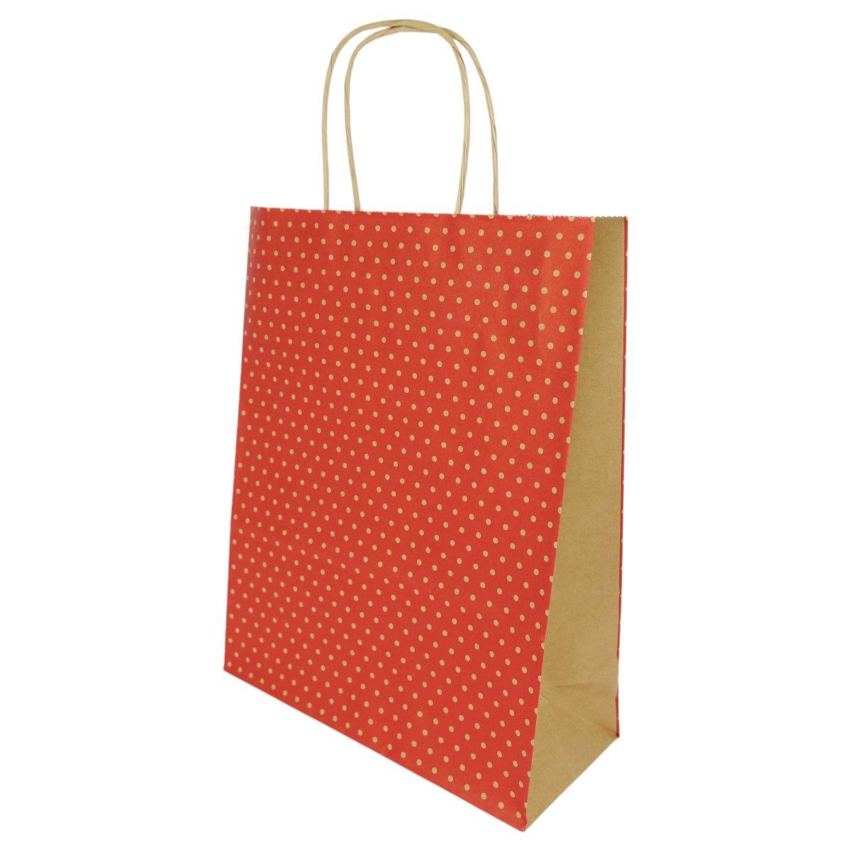 Shopper in carta h.41 x l.36 x p.12 cm colore rosso fantasia pois