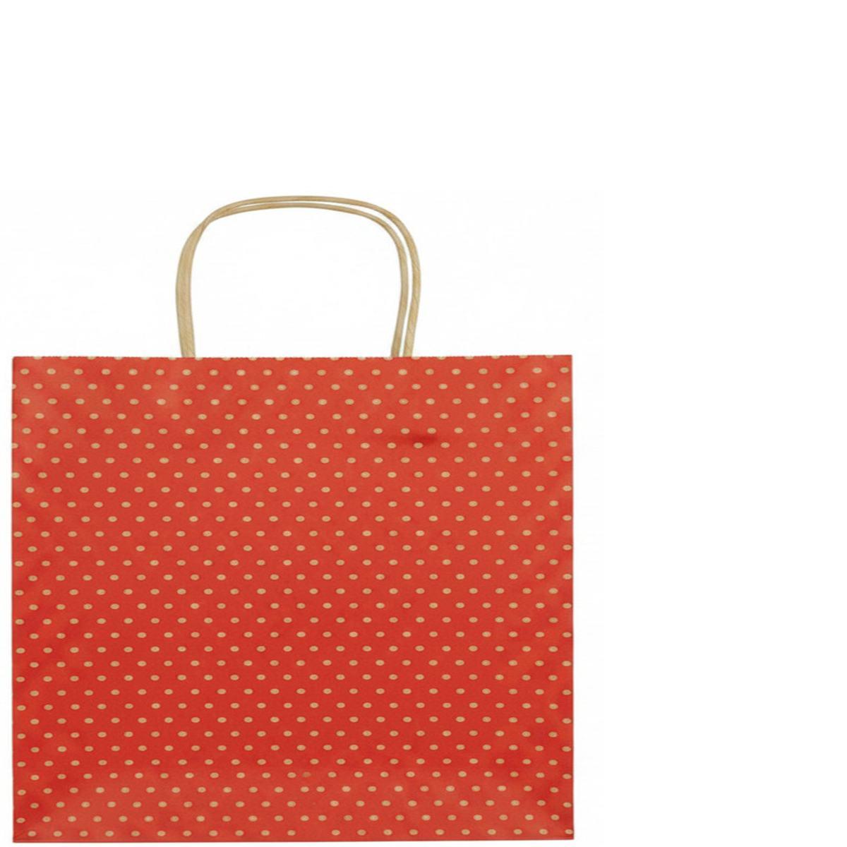 Shopper in carta h.41 x l.36 x p.12 cm colore rosso fantasia pois
