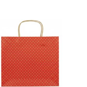 Shopper in carta h.41 x l.36 x p.12 cm colore rosso fantasia pois