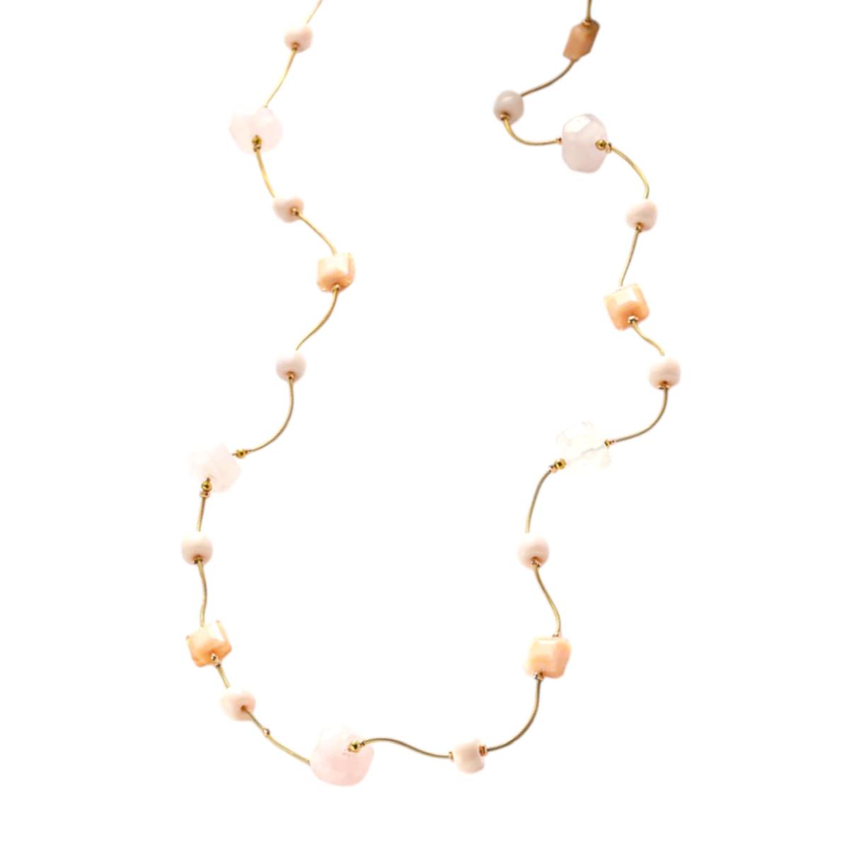 Collana donna in catena di serpente con pietra dura agat C63