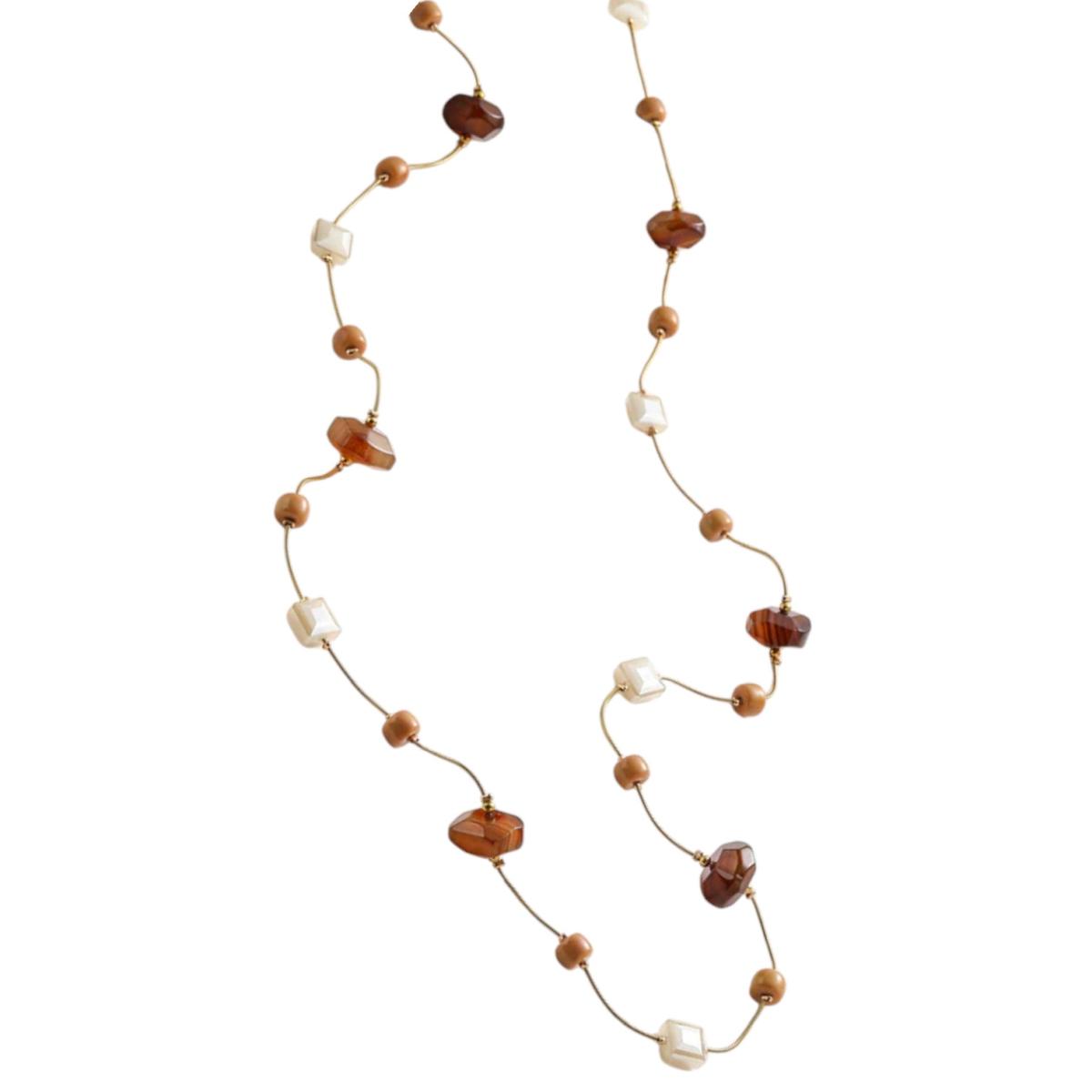 Collana donna in catena di serpente con pietra dura agat C63