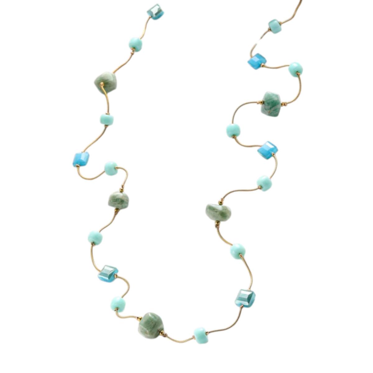 Collana donna in catena di serpente con pietra dura agat C63