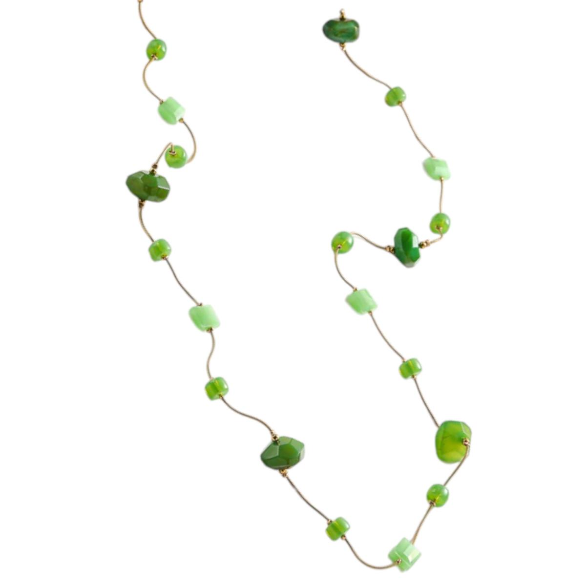 Collana donna in catena di serpente con pietra dura agat C63