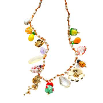 Collana donna con pendenti frutta e fiori c63