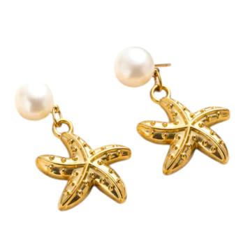 Orecchini donna perle fiume e stella marina c63