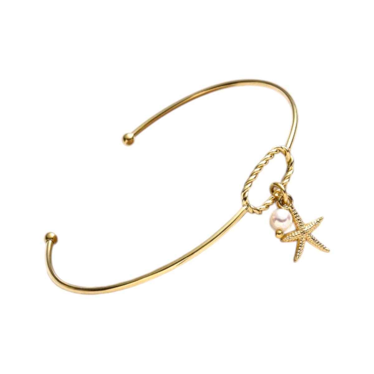 Bracciale rigido con perla di fiume e charm conchiglia C63