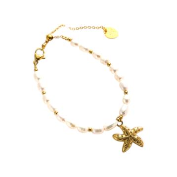 Bracciale donna con perle di fiume e stella marina