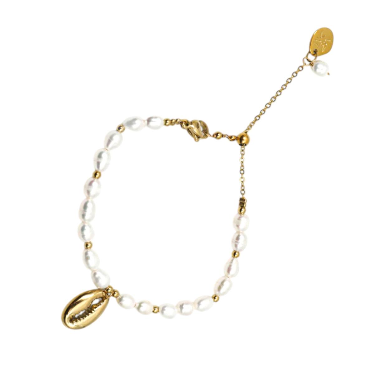 Bracciale donna perla di fiume e conchiglia C63