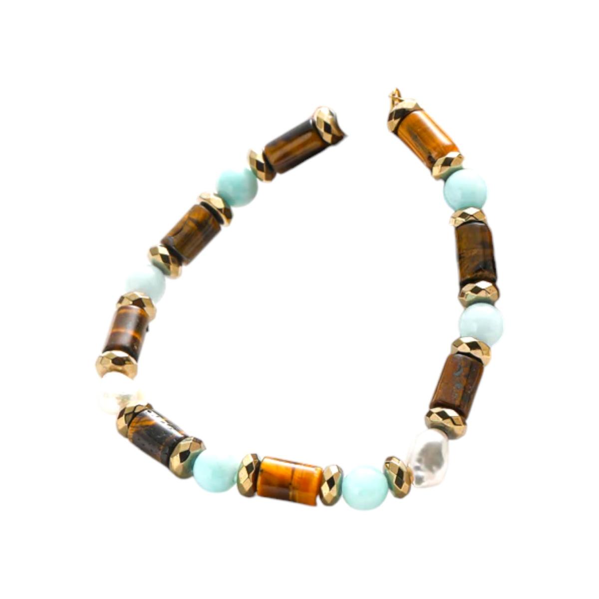 Bracciale donna perla di fiume e pietra dura C63