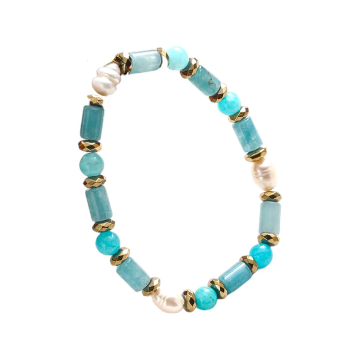 Bracciale donna perla di fiume e pietra dura C63