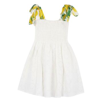 Vestitino bimba in cotone con bretelline fantasia limoni