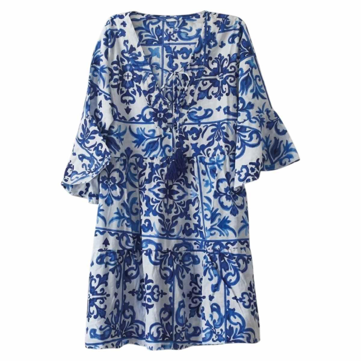 Cospricostume donna in cotone fantasia maioliche siciliane