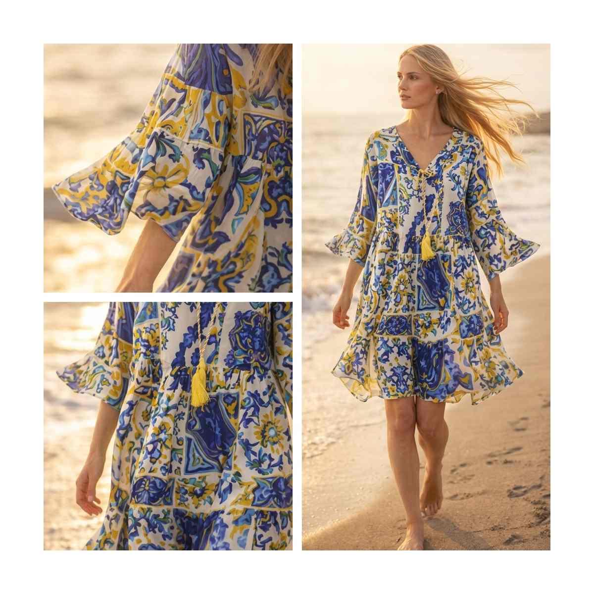Cospricostume donna in cotone fantasia maioliche siciliane