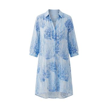 Copricostume donna in cotone con bottoni fantasia coralli