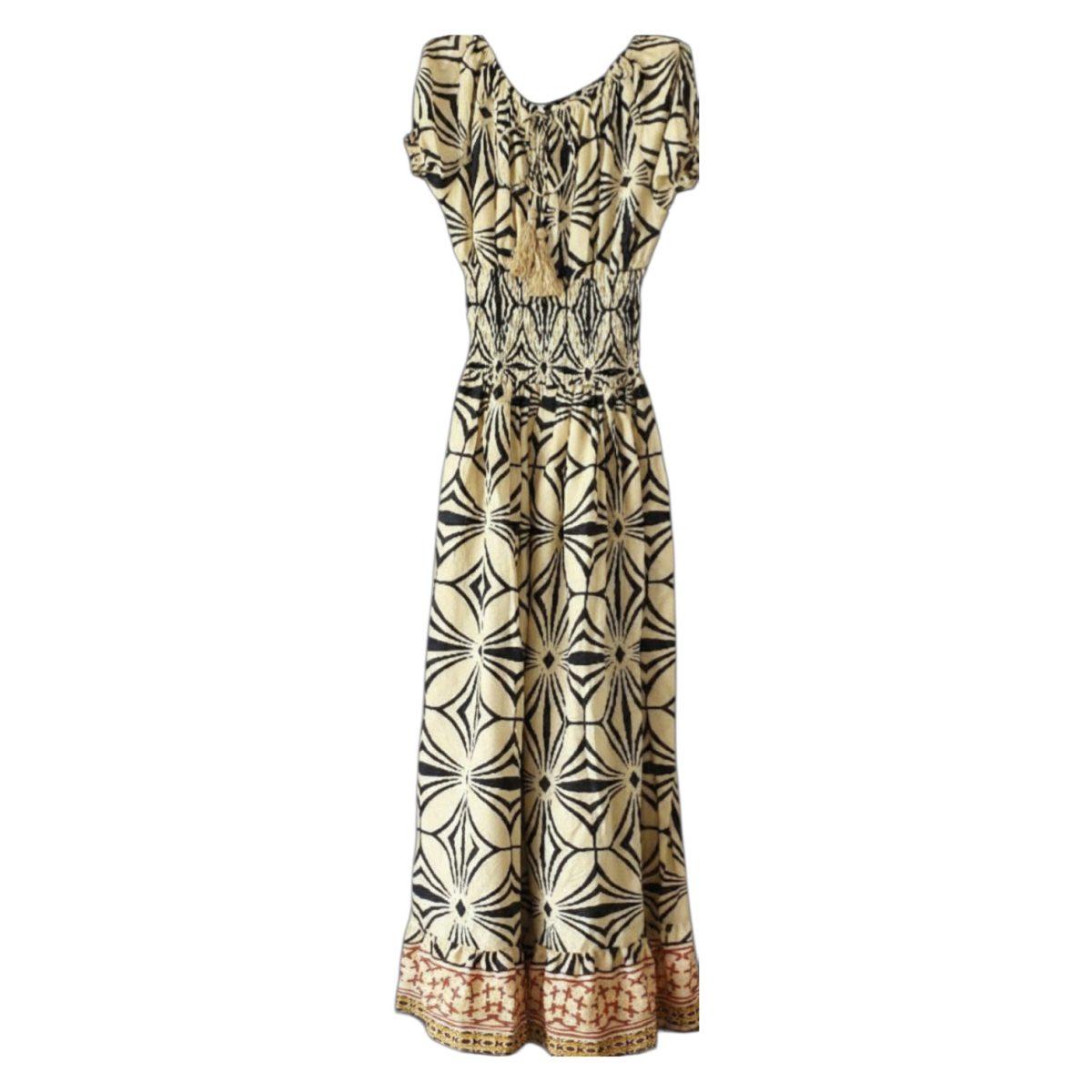 Copricostume lungo donna in cotone motivo geometrico Twiggy