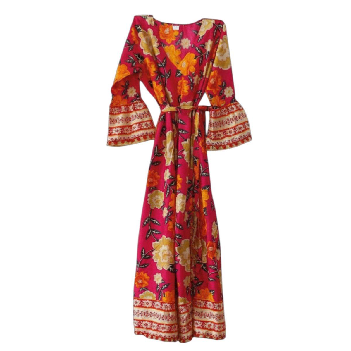 Copricostume lungo donna in cotone fantasia floreale
