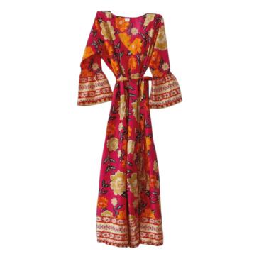 Copricostume lungo donna in cotone fantasia floreale
