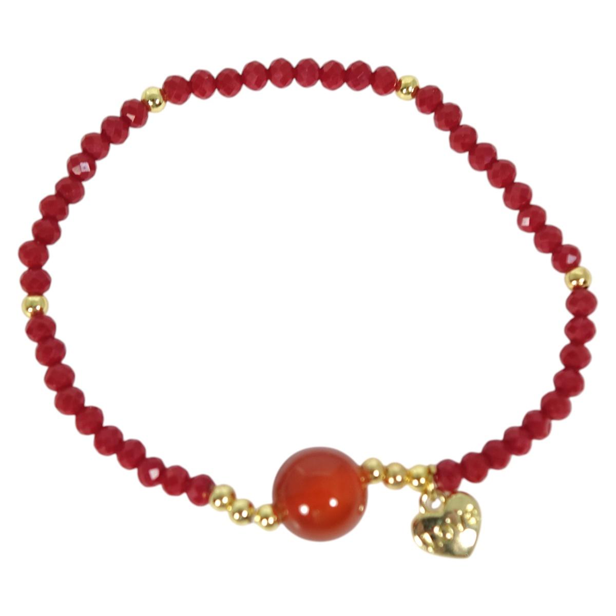 Bracciale donna con pietre da 10 mm in corniola arancio