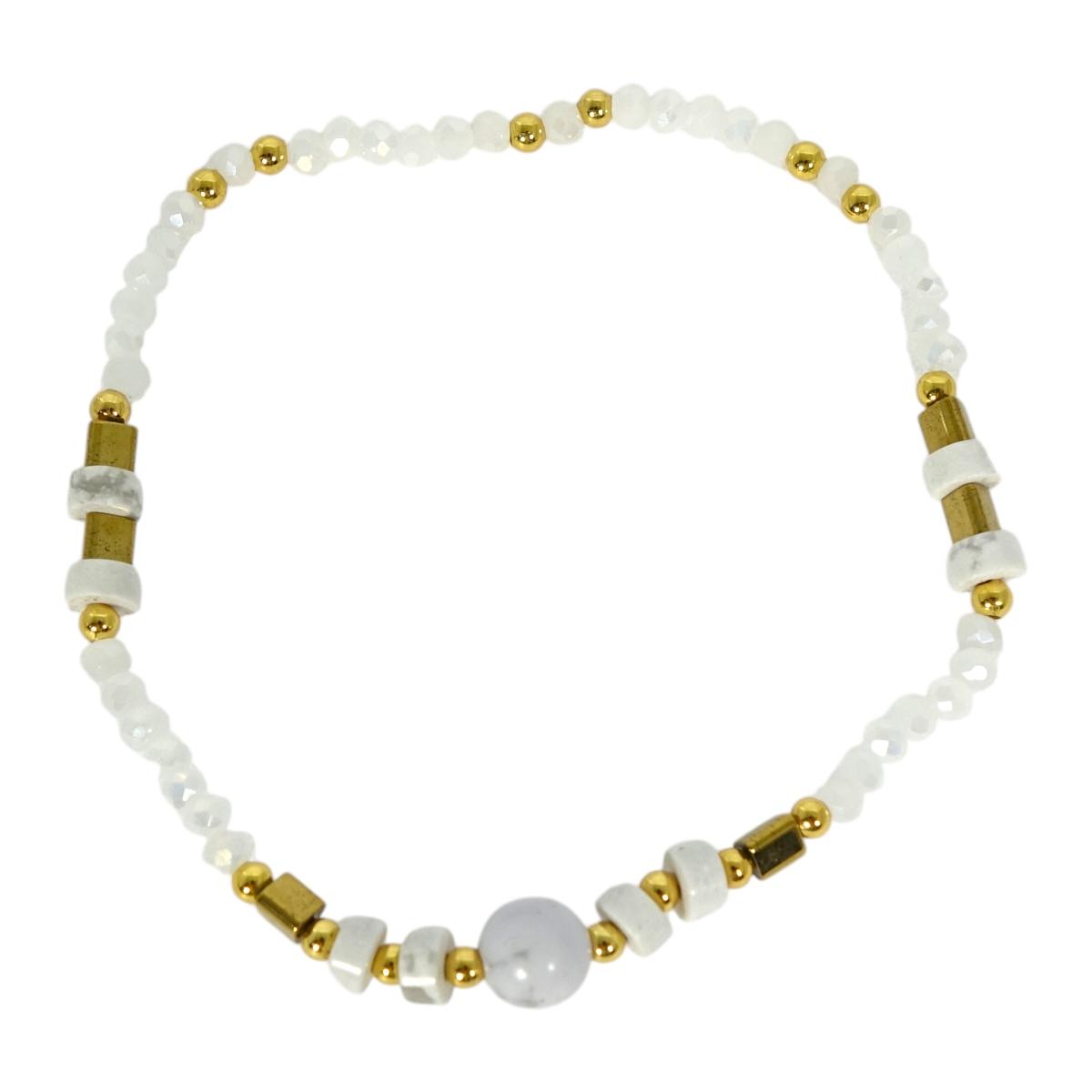 Bracciale donna con pietre in howlite bianca