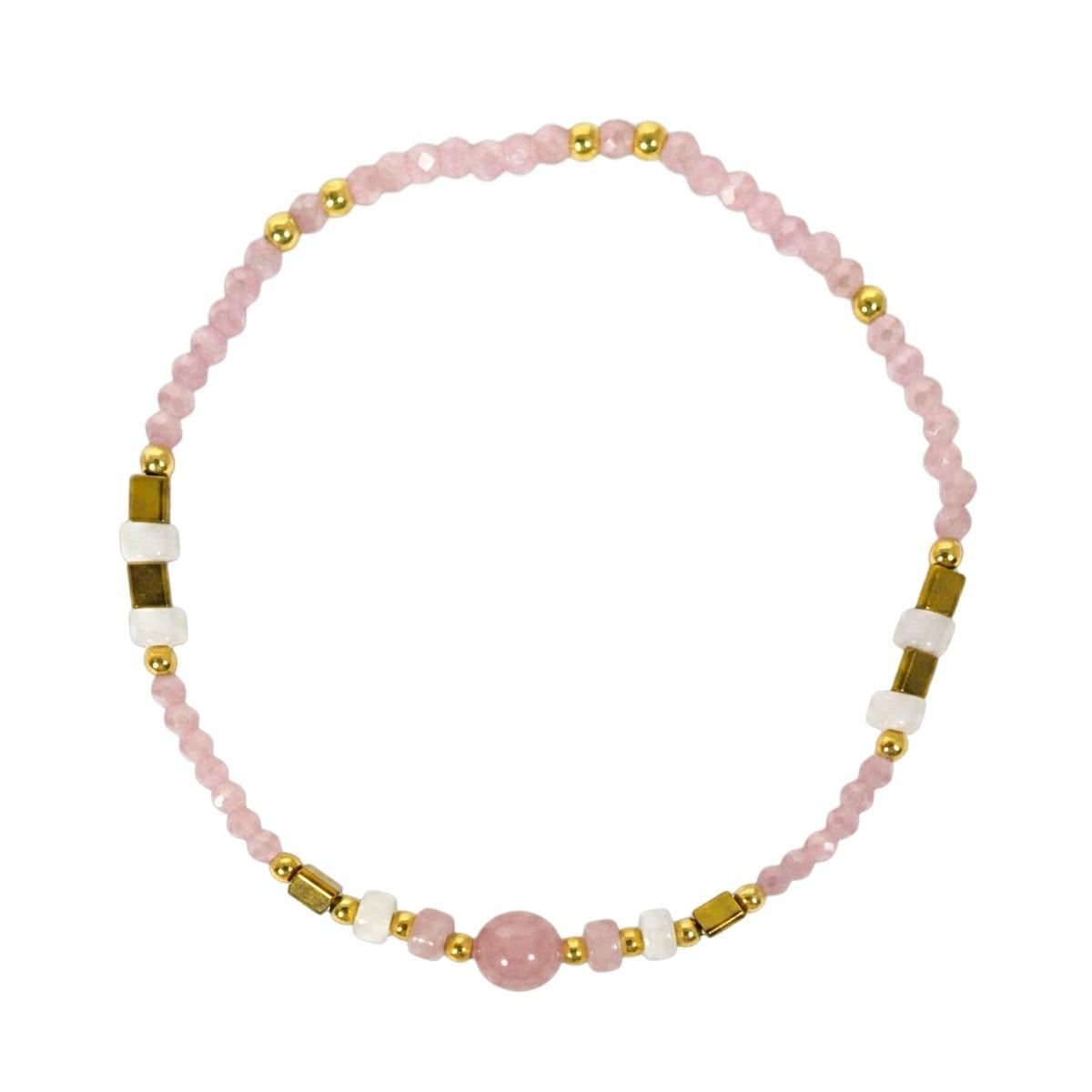 Bracciale donna con pietre in quarzo rosa