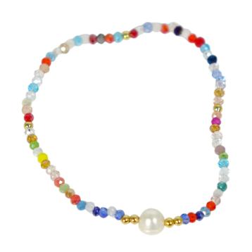 Bracciale donna con pietre multicolor bianco e perla