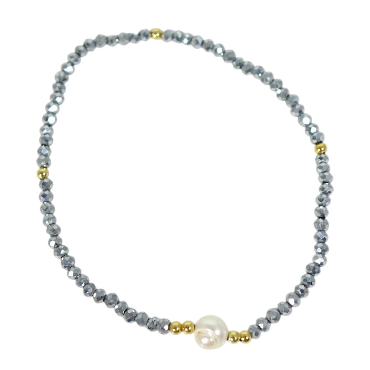 Bracciale donna con pietre silver e perla