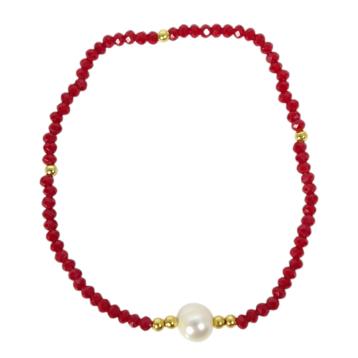 Bracciale donna con pietre rosse e perla