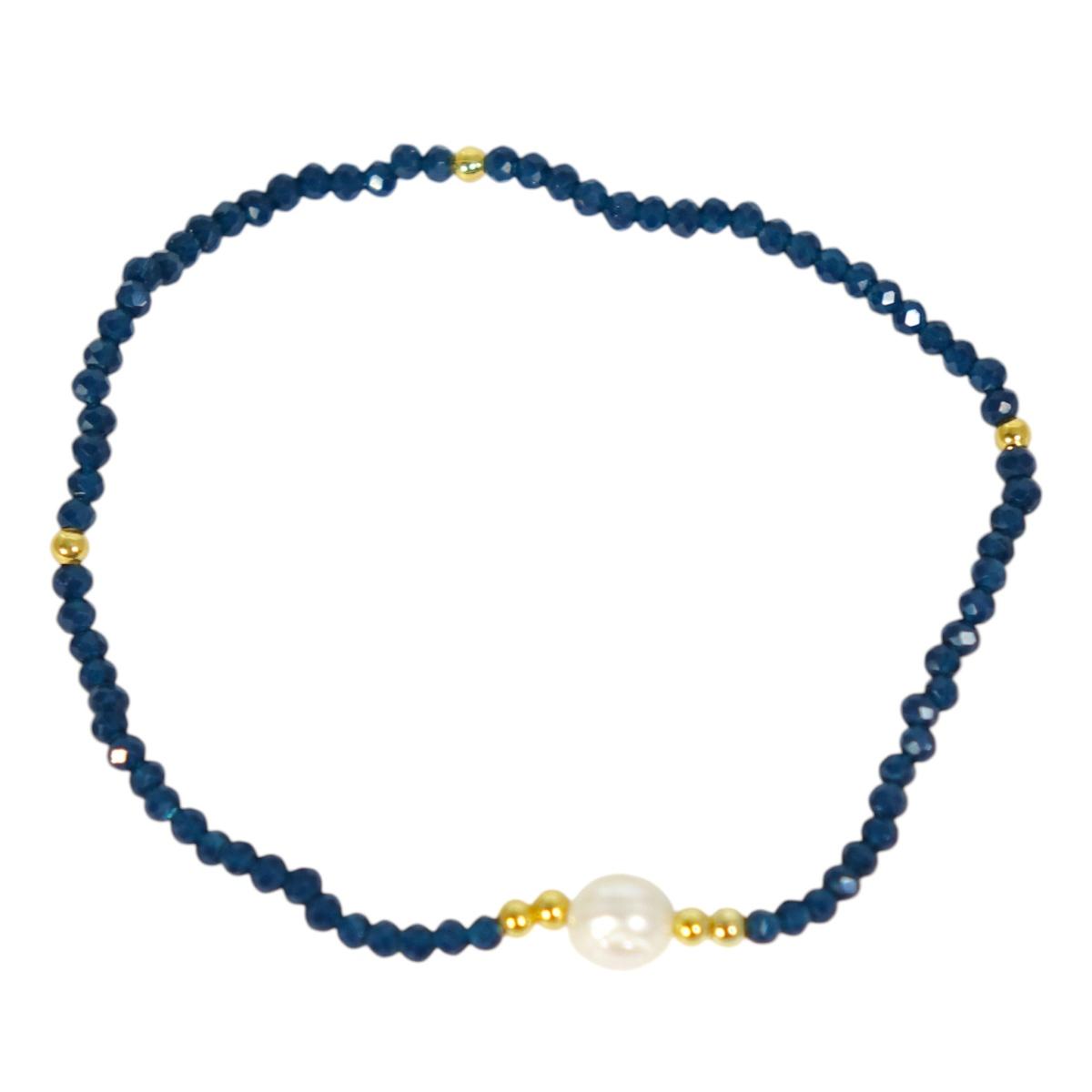 Bracciale donna con pietre blu e perla