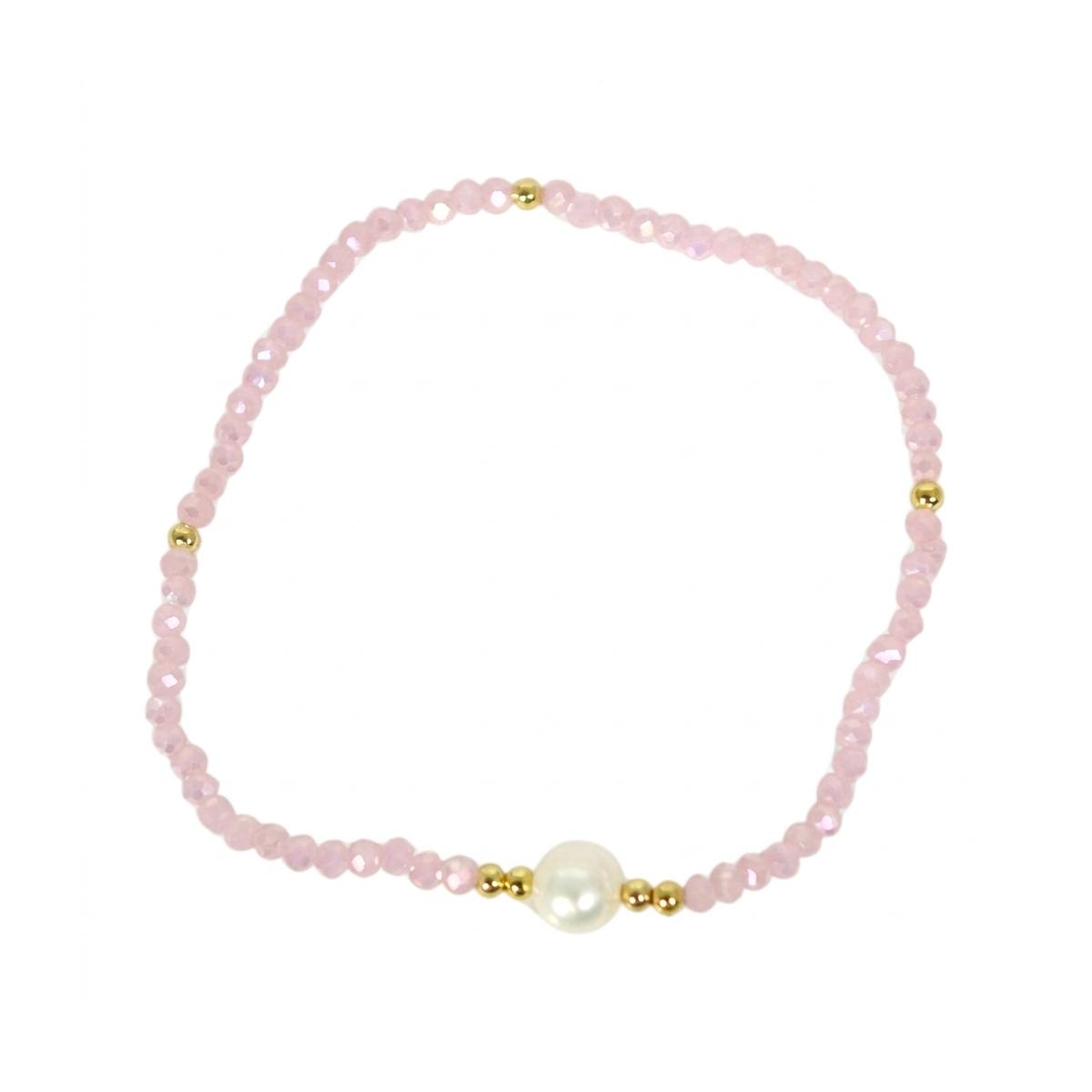 Bracciale donna con pietre rosa e perla