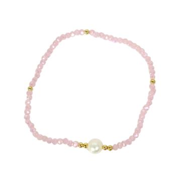 Bracciale donna con pietre rosa e perla