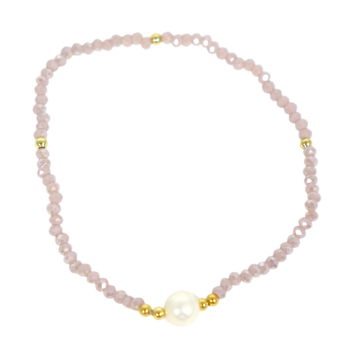 Bracciale donna con pietre cipria e perla