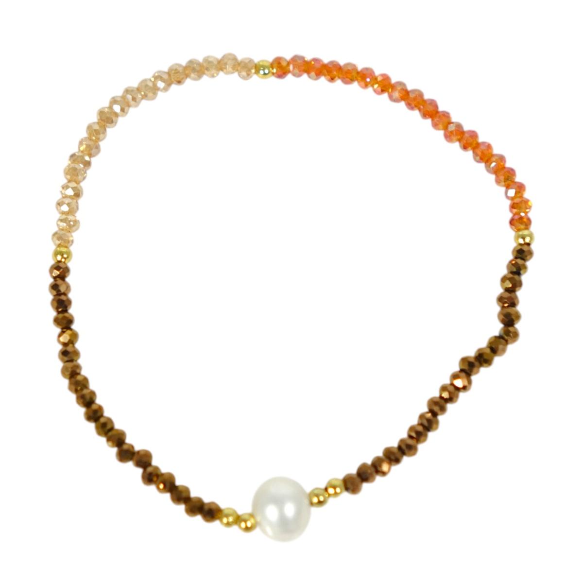 Bracciale donna con pietre tricolore e perla