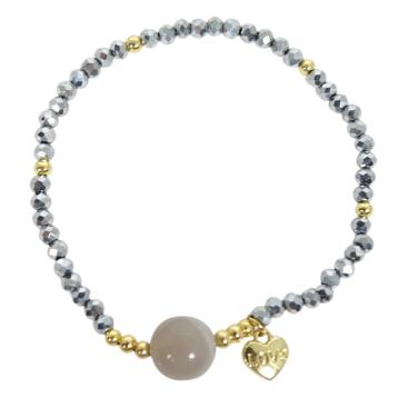 Bracciale donna con pietre da 10 mm in agata grigia