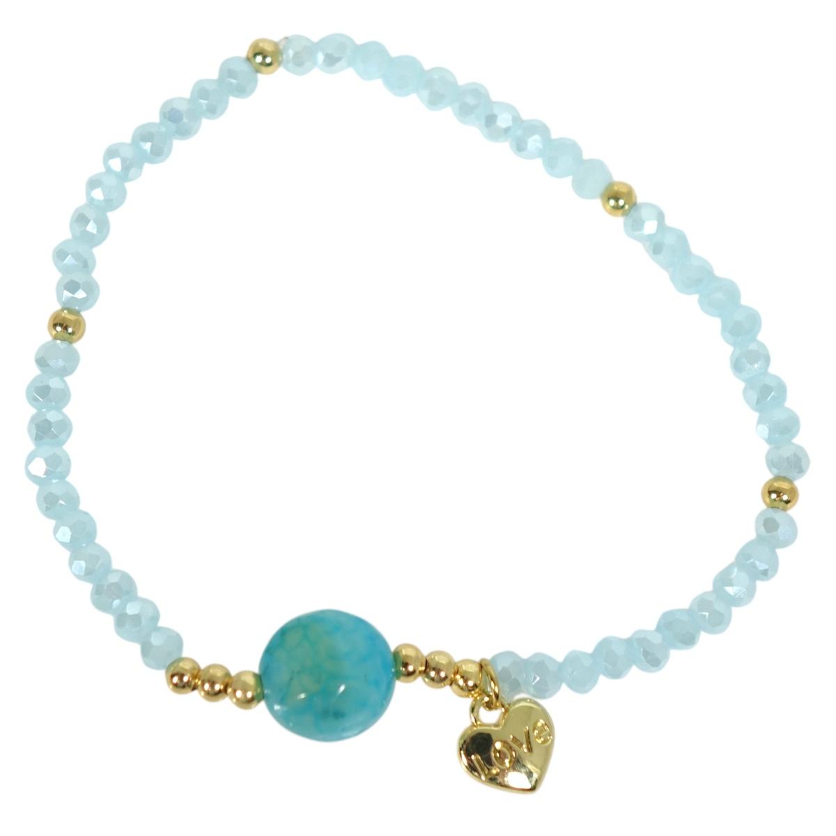 Bracciale donna con pietre da 10 mm in acqua marina