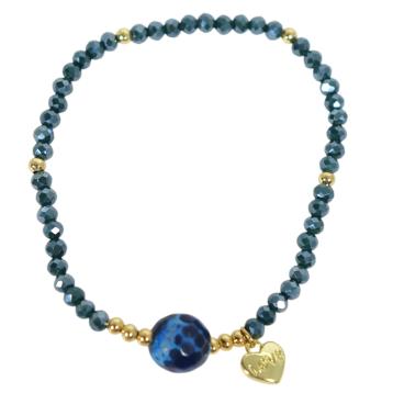 Bracciale donna con pietre da 10 mm in agata zaffiro