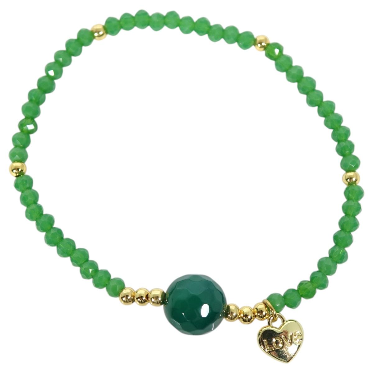 Bracciale donna con pietre da 10 mm in agata verde e smeraldo