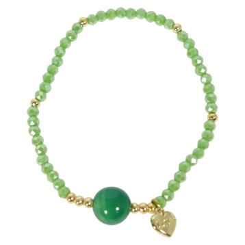 Bracciale donna con pietre da 10 mm in agata verde ed olivina